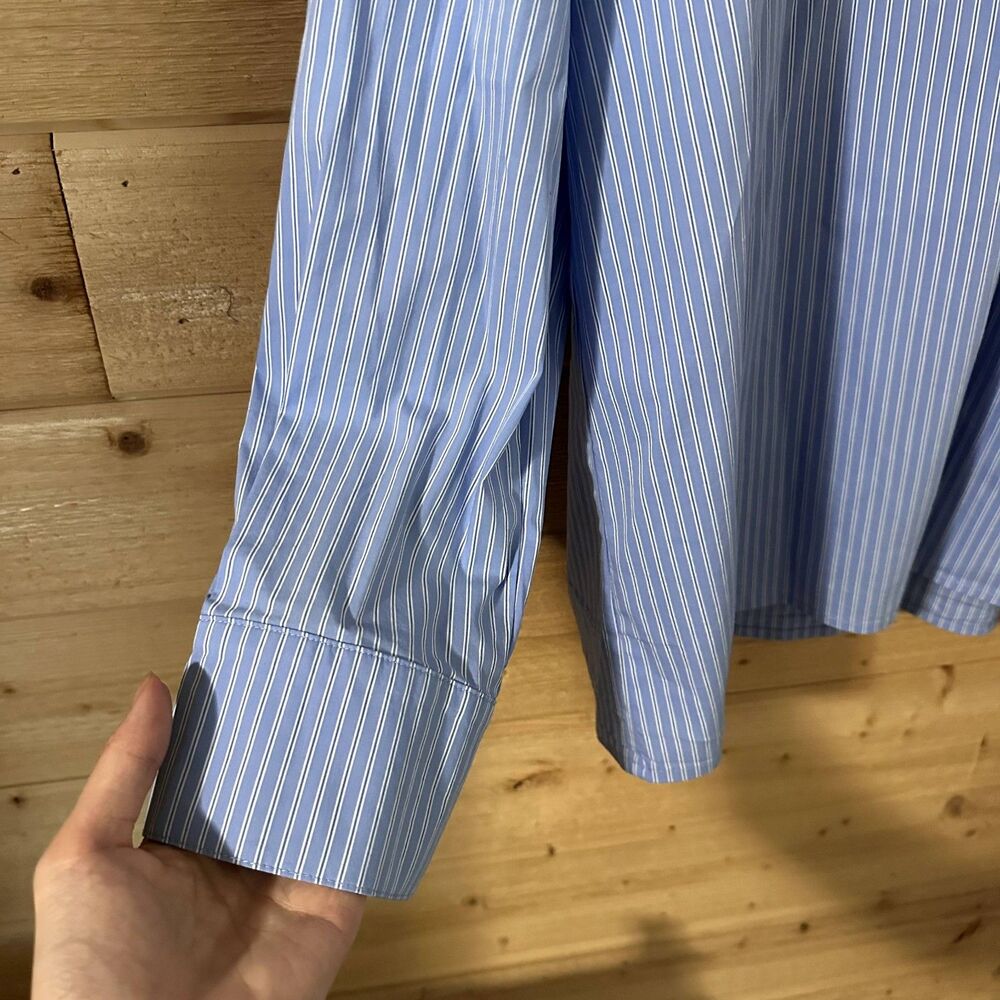 Pacsun LA Hearts Button Down Long Sleeve Oversized Shirt in Blue/White EUC - Picture 7 of 9